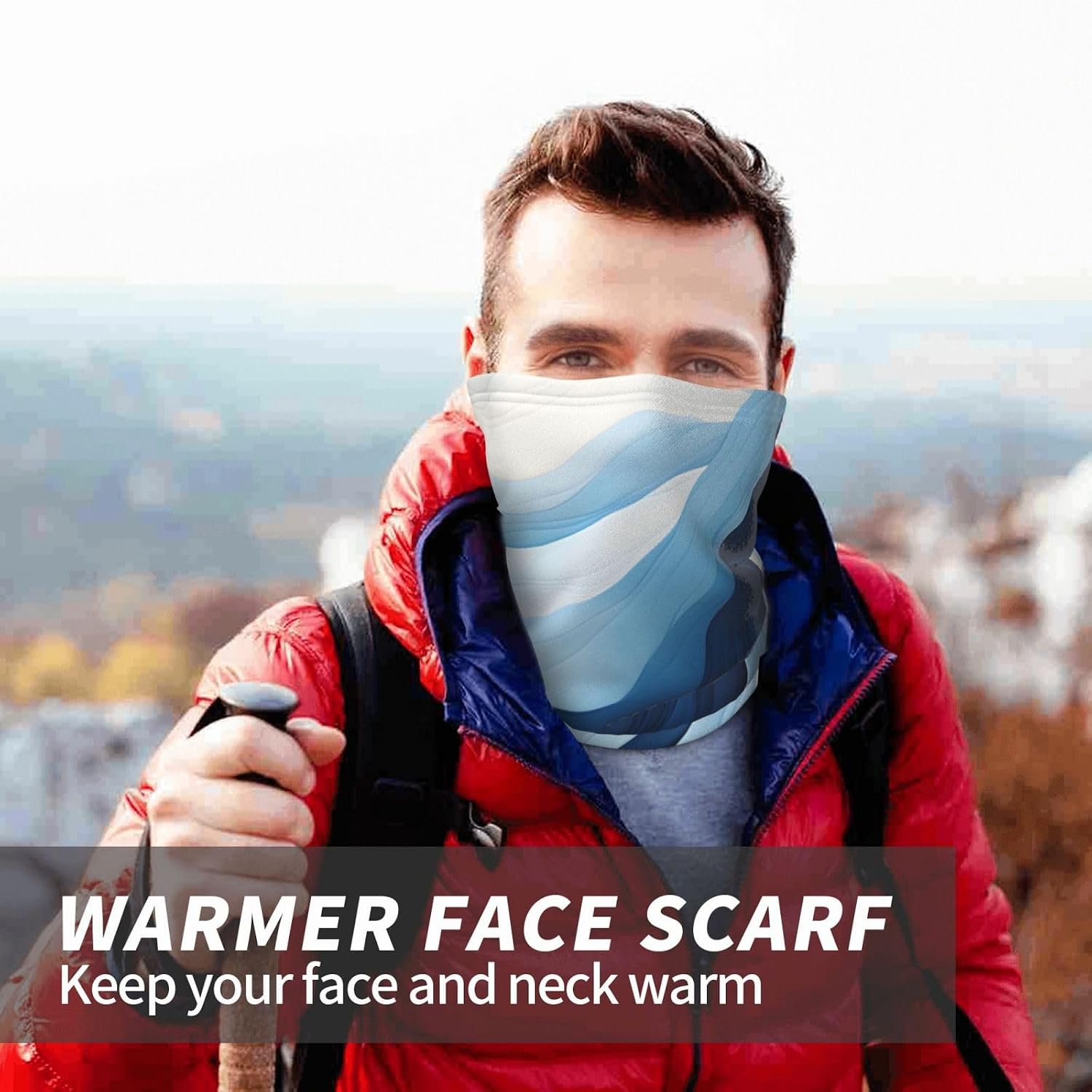 Winter Face Mask Elastic Headband Cold Weather Neck Warmer for Men Women, Blue Ripple Adjustable Neck Gaiter