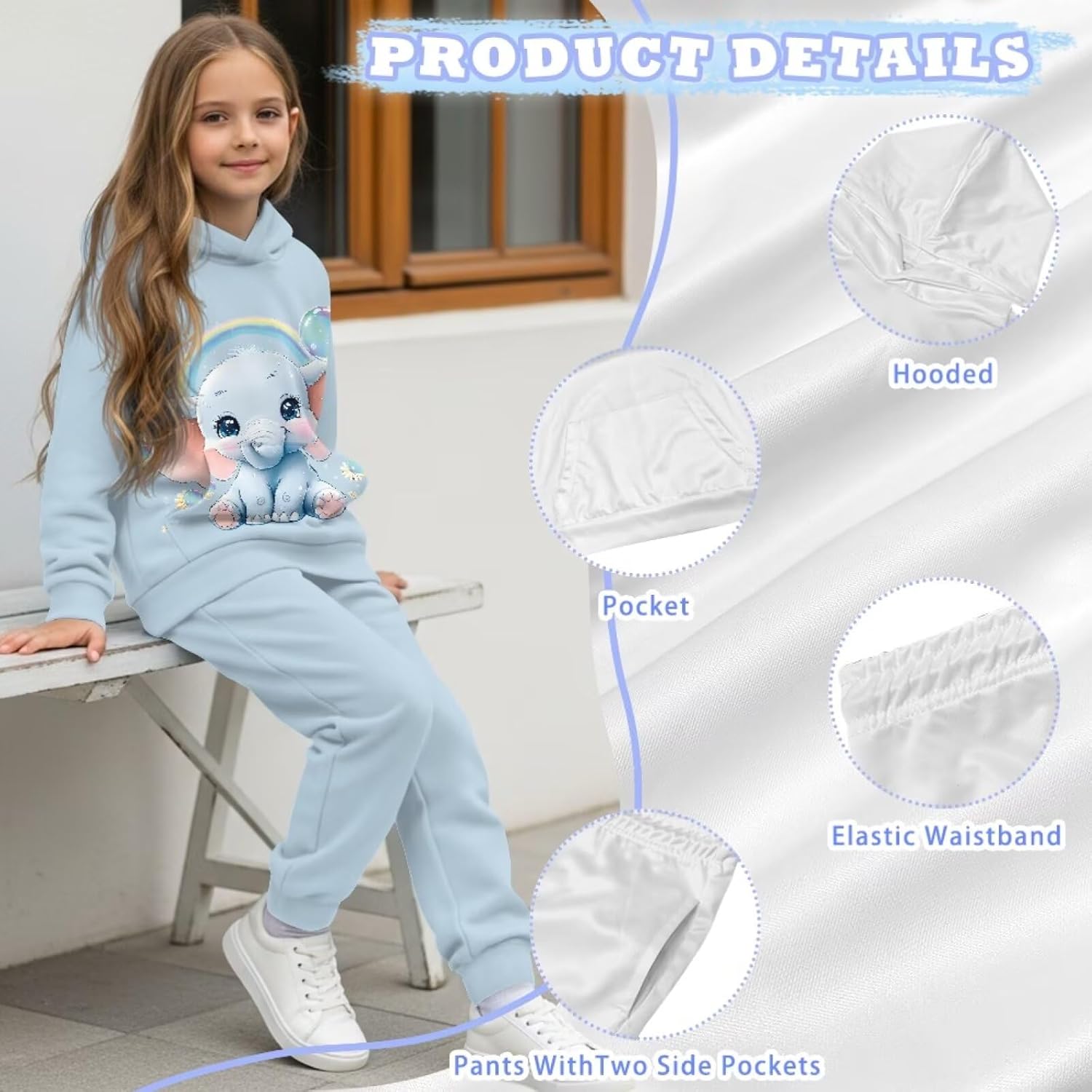 Girls 2 Piece Outfits Sweatsuit Kids Sweatshirt and Jogger Sweatpants Athletic Tracksuit for Little Girl Size 5-12