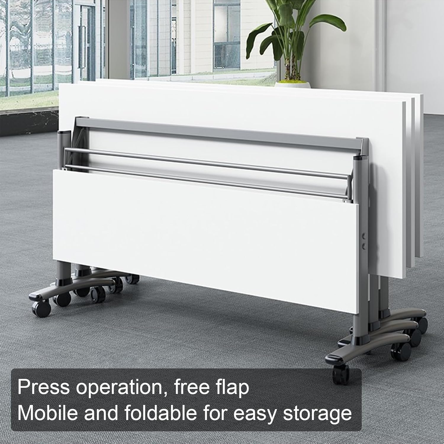 Folding Conference Room Table,Flip Top Mobile Training Table,Mobile Training Tables with Wheels for Office Conference tables Training Rooms Foldable Meeting Tables (4pack 63 x 19.7 x 29.5inch)
