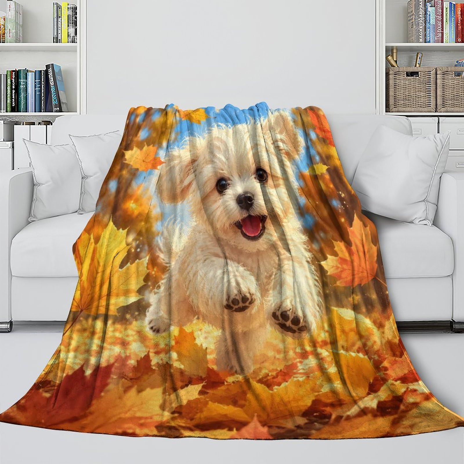 Herbst Hund 3D Print Mikrofaser Decke Fleece Gefühl