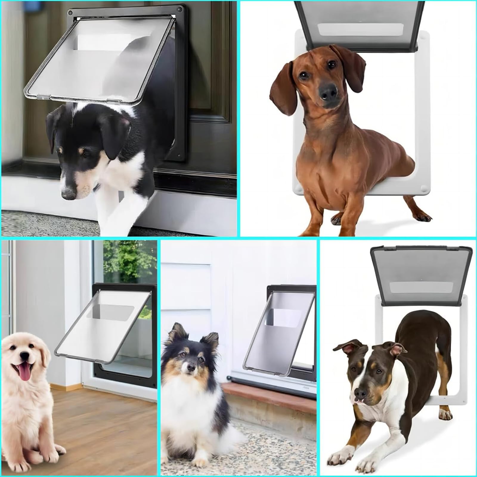 Hundeklappe Für Große Hunde, Wetterfeste Pet Door Für Katzen Und Hunde, Haltbare Katzenklappe, Snap-In Schließplatte Inklusive, Geeignet Für Innen- Und Außentüren,Schwarz,L