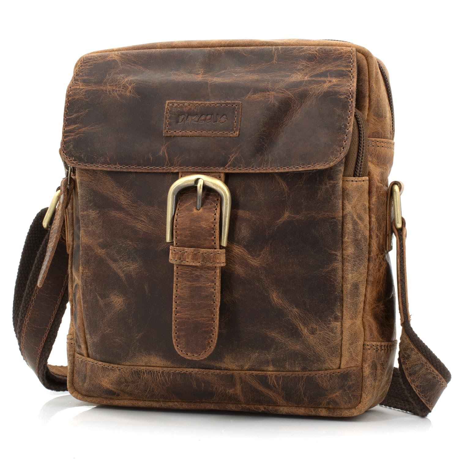ekavale Umhängetasche Herren aus Büffelleder - Männer Schultertasche zum Umhängen mit verstellbarem Schultergurt - Leder Herrentasche, Ledertasche, Schultertasche