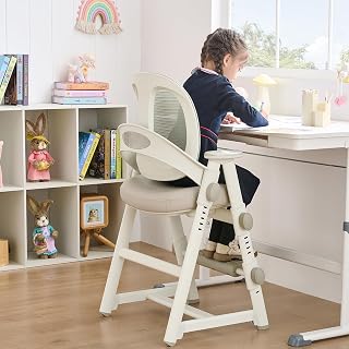 hujusko Ergonomic Height Adjustable Kids Study Desk Chair for Boys Girls Teens - Grey, Ages 3-18