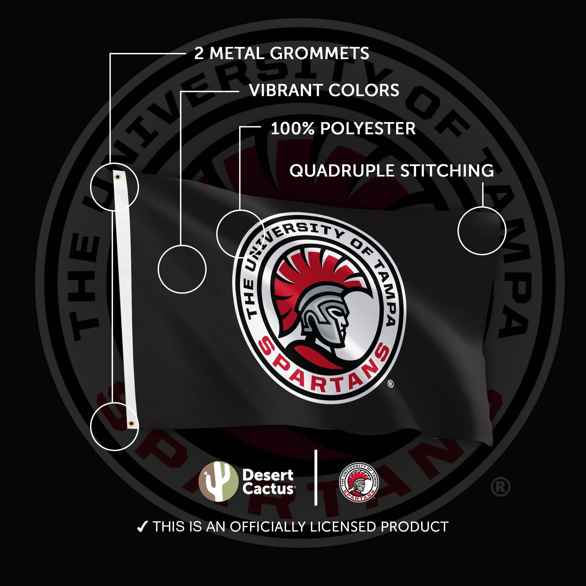 University Of Tampa Spartans Flag - 3x5 Feet, 100% Polyester, Double-Sided For Indoor/Outdoor Use - View #3