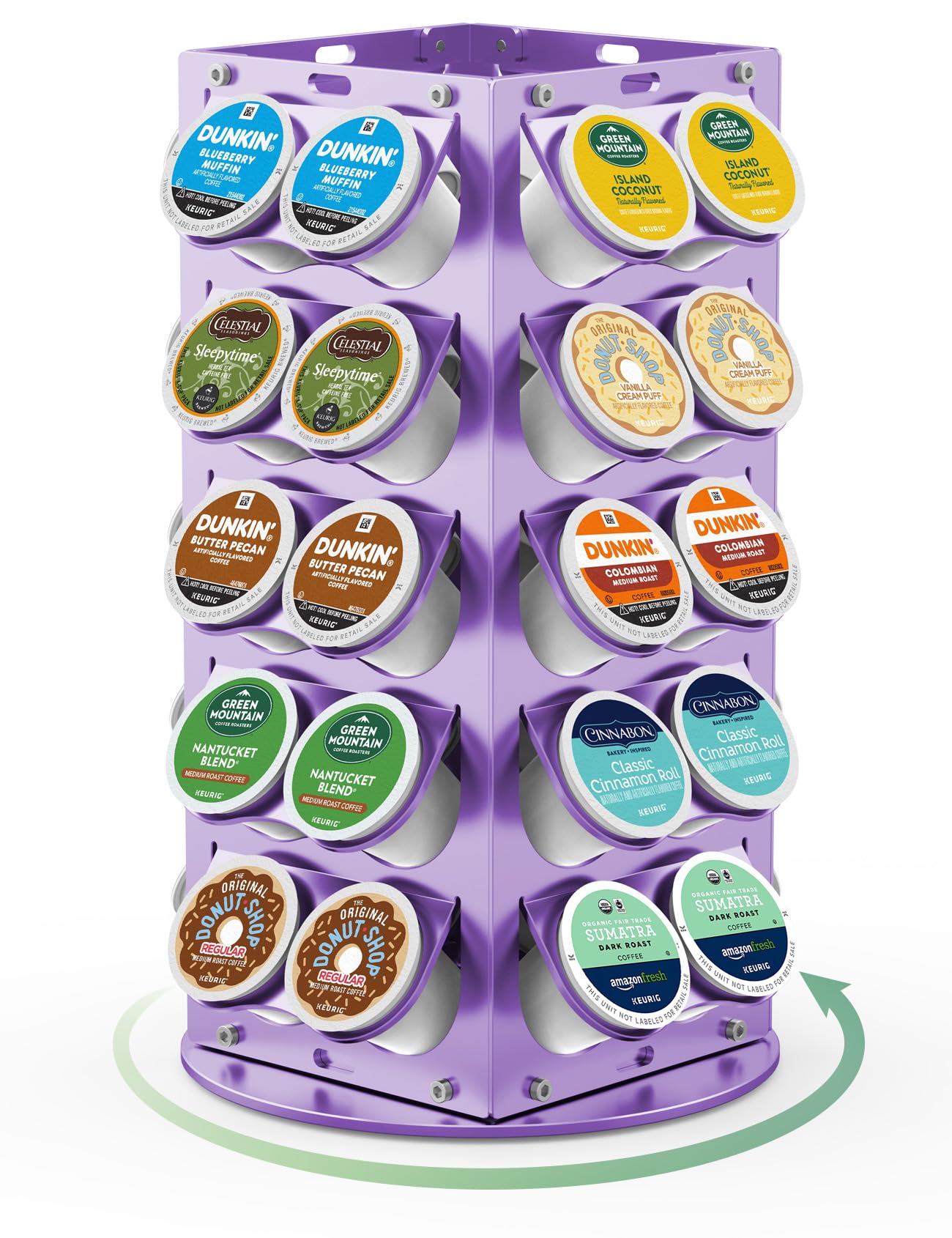 K Cup Holder-360° Rotating Aluminum 40 Pods, Rust Resistant, Purple
