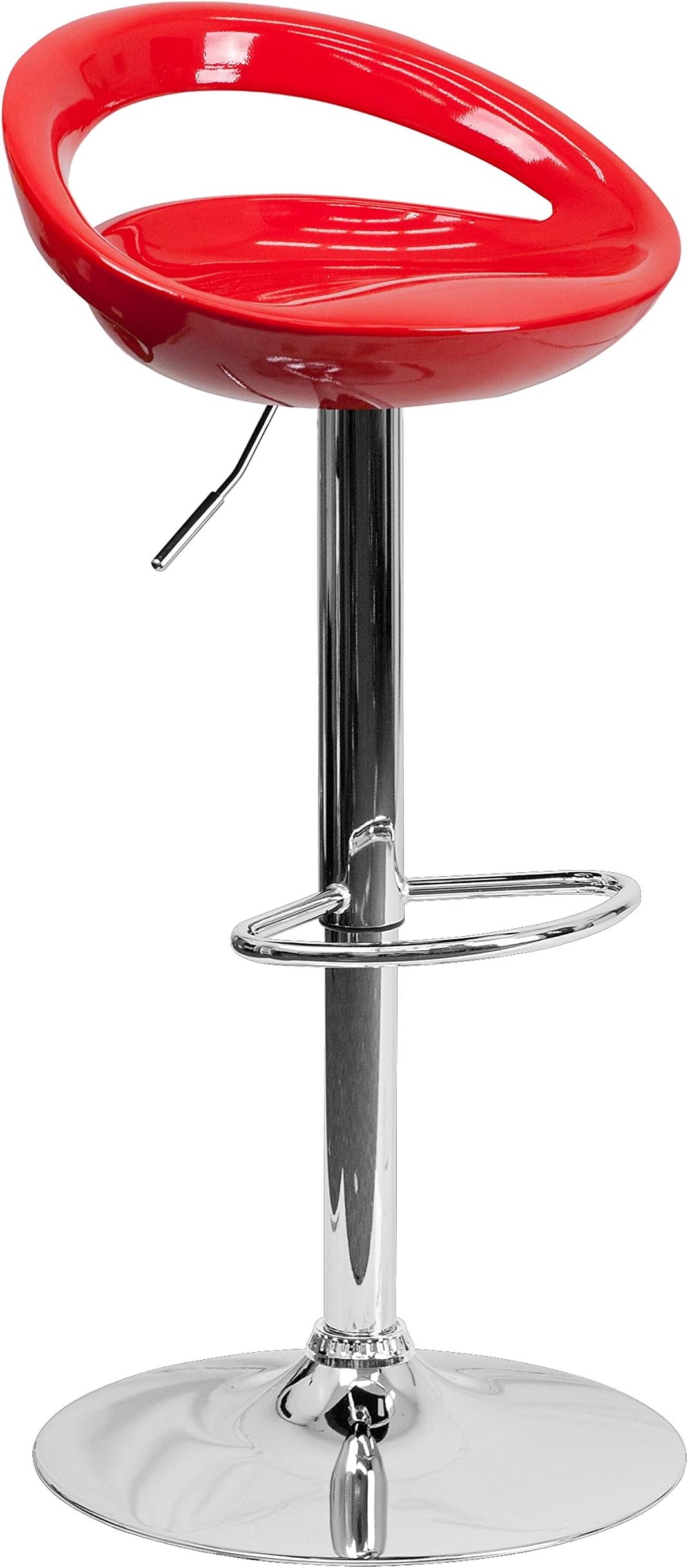 Flash Furniture Plastic Adjustable Height Barstool, Set of 1, Red