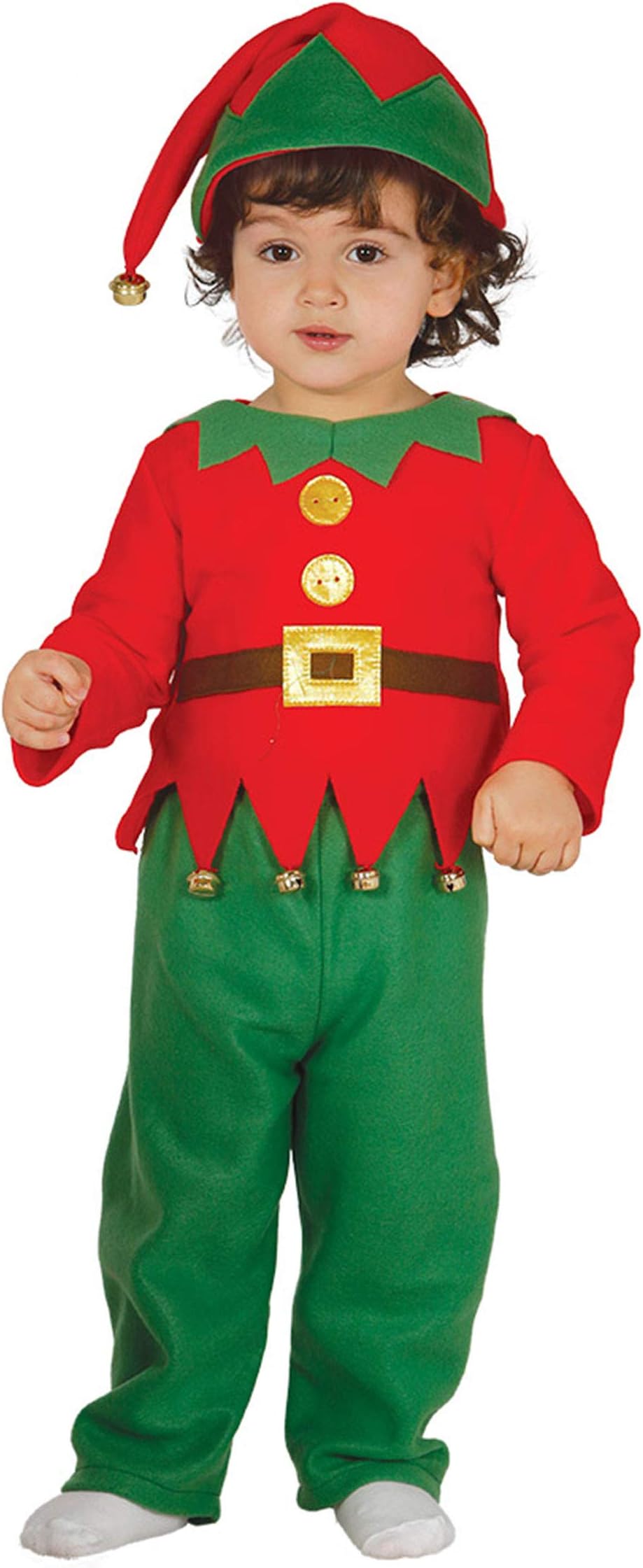 GUIRMA | Elf Fancy Dress Costume for Children - Shirt, Belt, Hat and Trousers - Christmas, Fairy Tales and Fairy Costumes for New Year Parties and Celebrations - Unisex - Red and Green