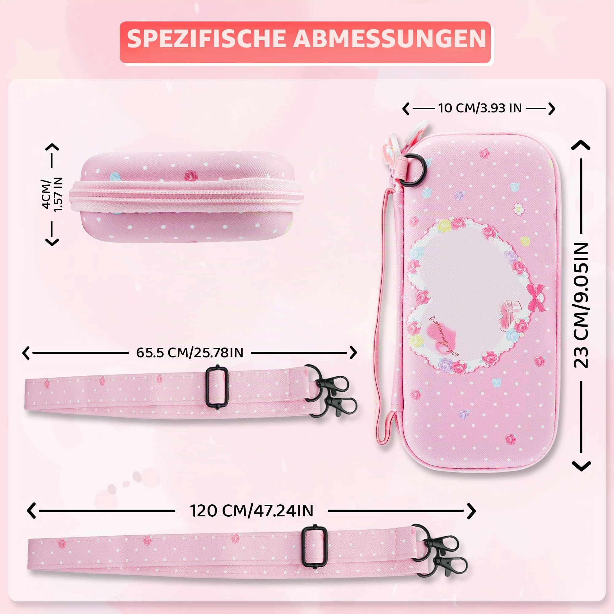 RHOTALL Tragetasche Schutzhülle für Nintendo Switch Lite, niedliche TPU-Abdeckung mit verstellbarem Schultergurt, Displayschutz und Daumenkappen, rosa Hase