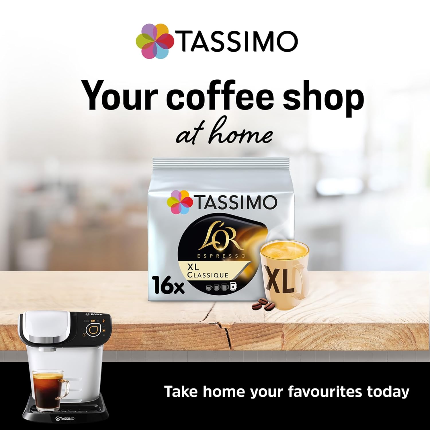 Tassimo L'Or XL Classique, Coffee, Coffee Capsule, Ground Roasted Coffee, 16 capsule