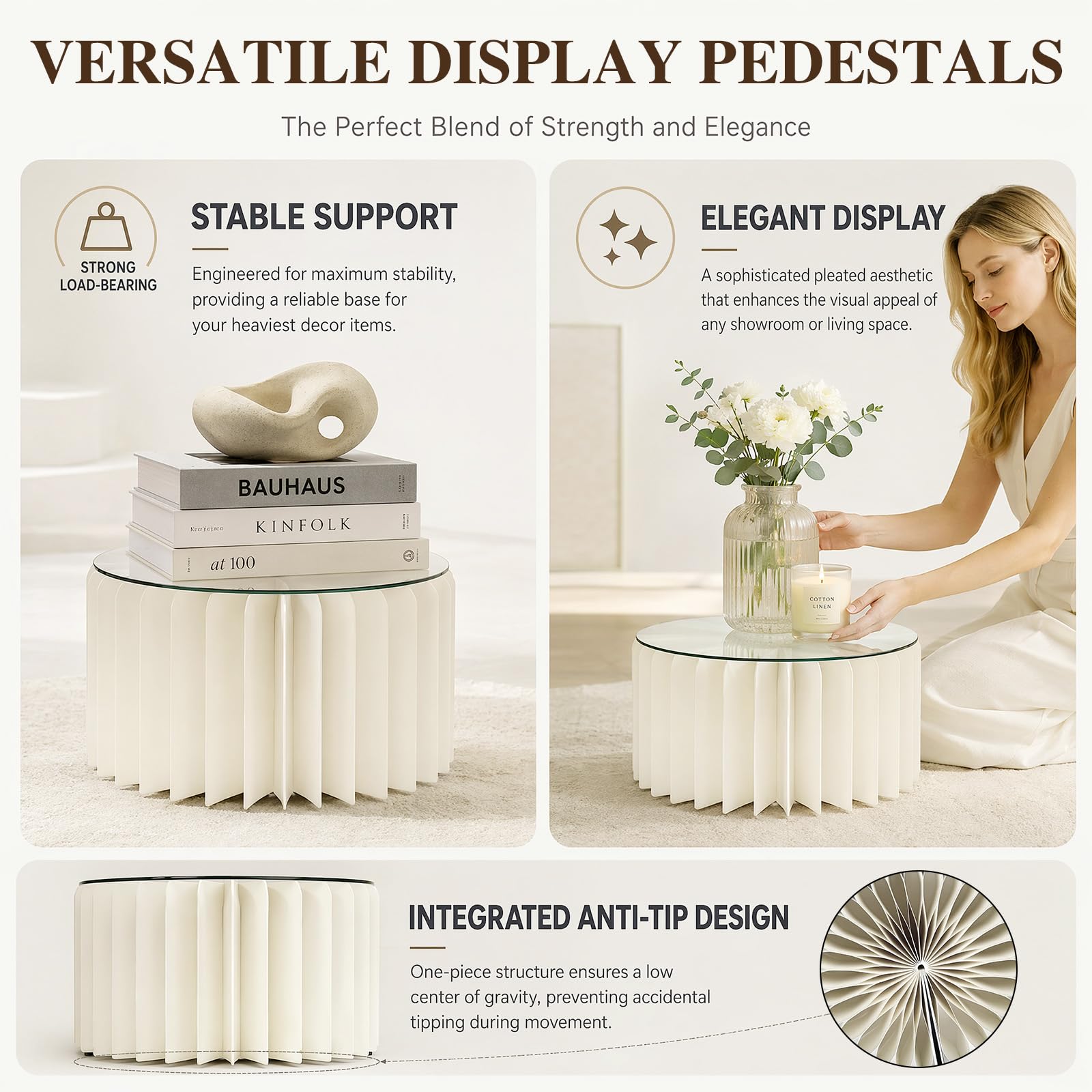 Yuragim 5 soportes plegables para postres, soporte de exhibición multietapa de acrílico y cartón, para mesa de postre, dulces, bodas, cumpleaños, fiestas, decoración apilable, reutilizable