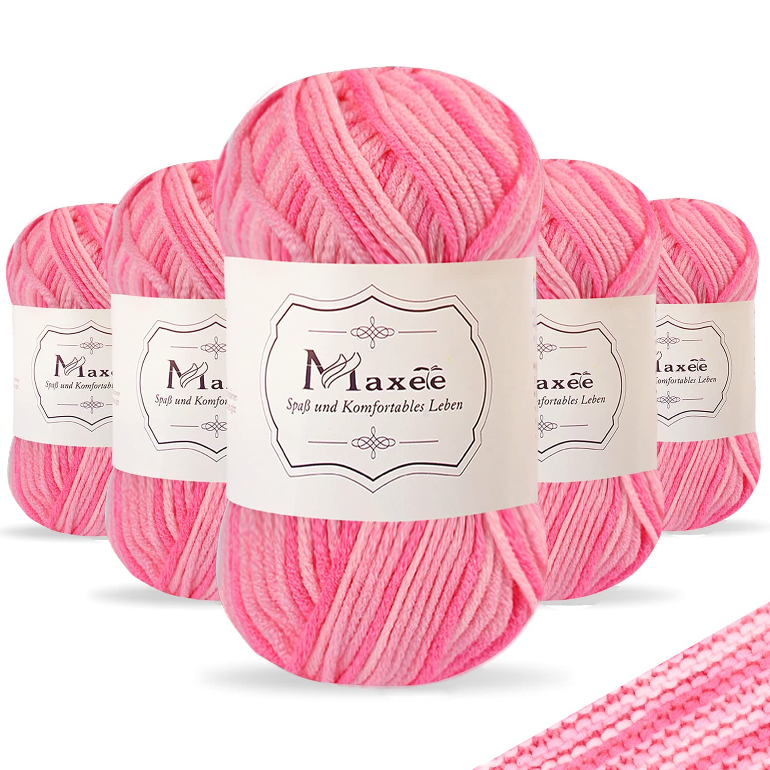 Maxee Handstrickgarn, 50 g Häkelgarn, Bunt Farbverlauf Acrylgarn zum Stricken, Weicher Wolle zum Häkeln, Mehrfarbiges Garn zum Stricken Häkeln und Basteln
