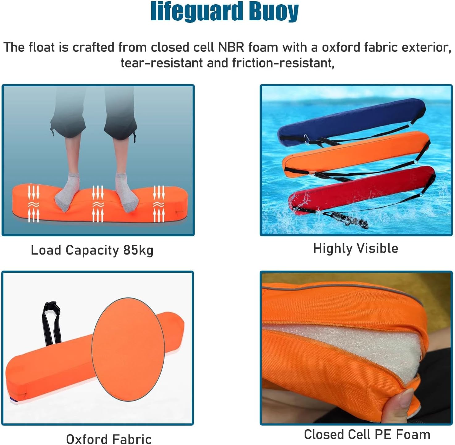 Water Floating Buoy for Drowning Swimmers, Lifeguard Rescue Buoy with Whistle & Adjustable Waist Belt, 100 123 cm Responder Life-saving Tube for Open Water(Orange,LxWxH 100x15x10cm/39.4x5.9x3.9in)