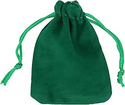 WedDecor Mini Drawstring Velvet Bags 7cm x 9cm – Small Velvety Gift Bags for Wedding Favors, Christmas, Birthdays, Jewellery, Party Supplies - Clear Velvety Pouches, Green, 10pcs