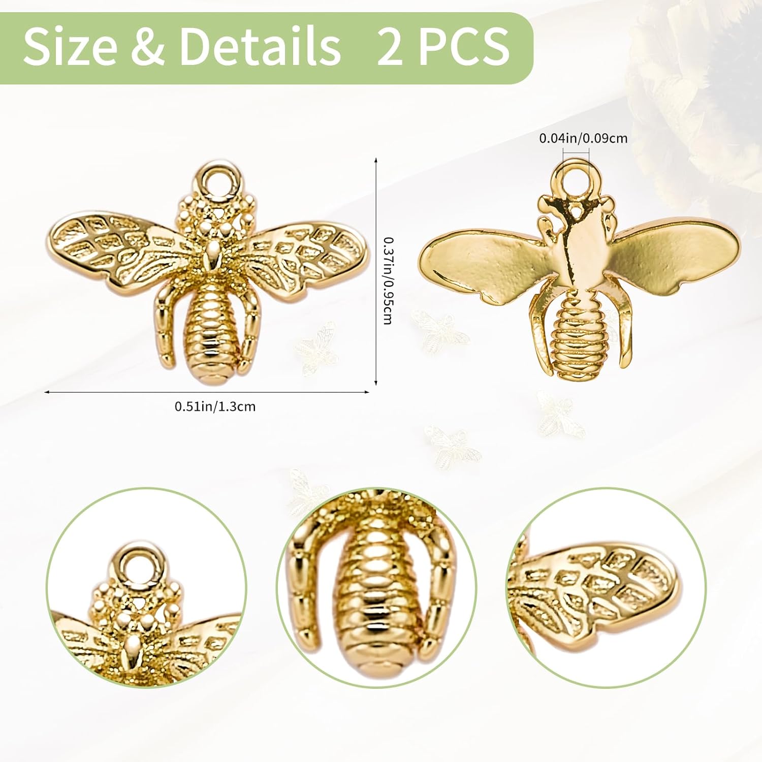 10Pcs Bee Charms for Jewelry Making Cute Small Animal Charms Gold Brass Pendants for Bracelet Necklace Earring Keychain DIY Supplies - Image 2