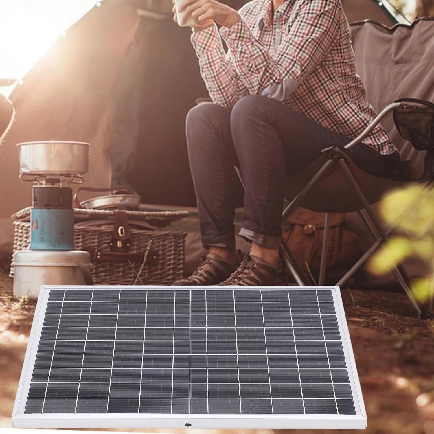 Solar Panel Controller Kit, ABS Portable Solar Charger with 100A Fast Charging Controller for Car Battery Charging Camping Hiking