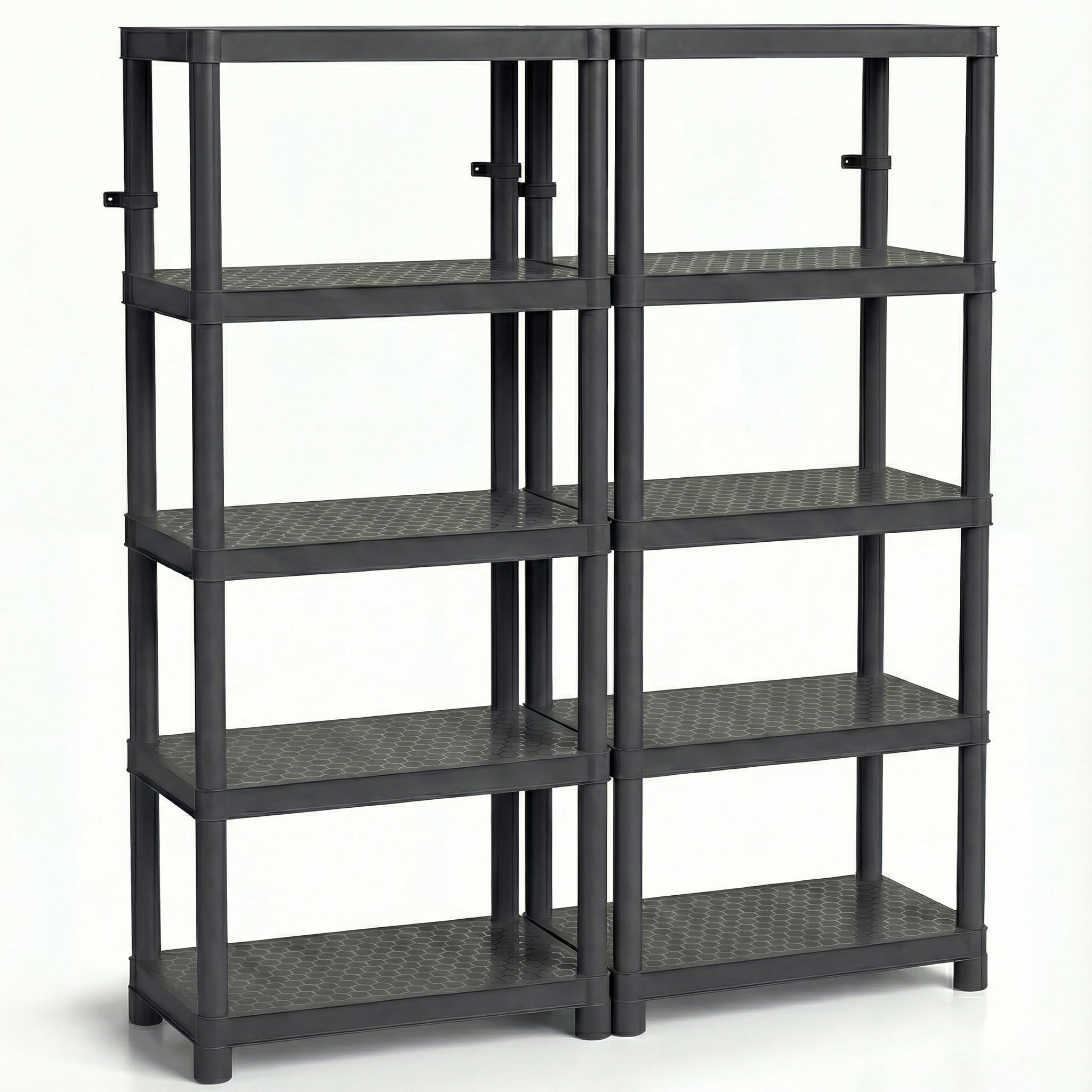 Scaffalatura in plastica di 172,5 x 148 x 36 cm, con 10 ripiani, stabile per cantina, capacità di carico massima di 440 kg, resistente alle intemperie, per garage, cantina e giardino, colore