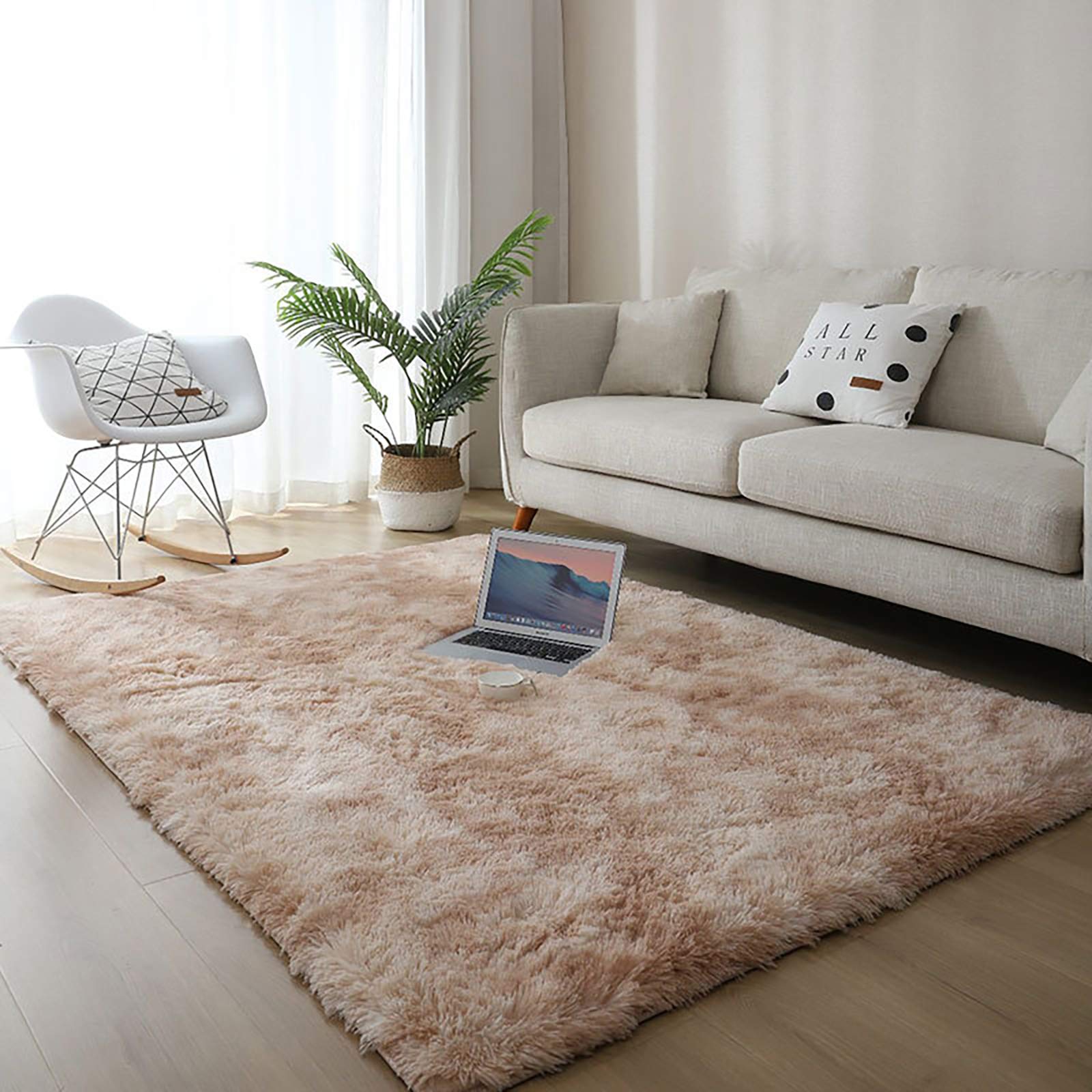 Tapis de salon marron moderne super doux et antidérapant pour chambre à coucher