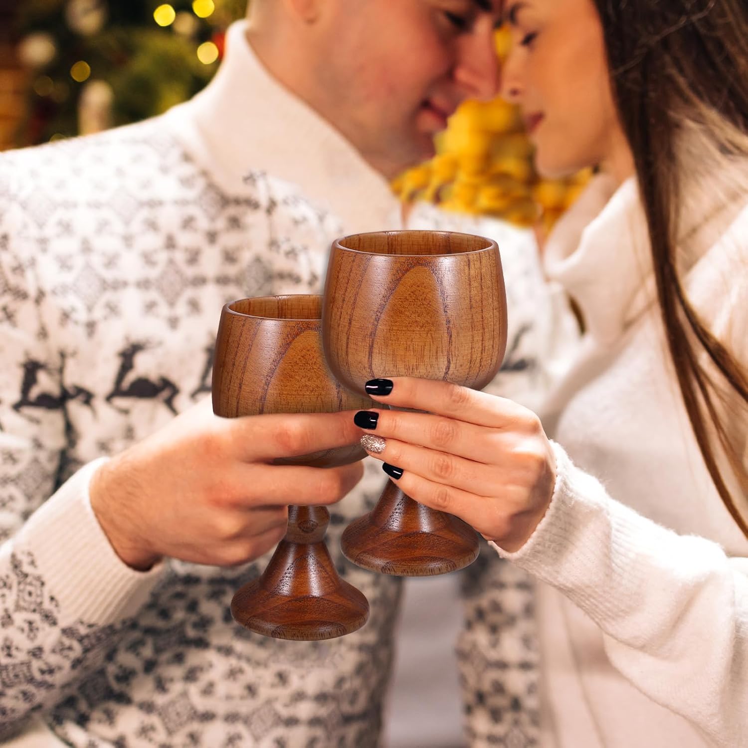 4 Pieces Hand-made Jujube Wooden Wine Goblet, Jujube Wine Glasses, Communion Cups, Vintage Medieval Drinking Cup, Solid Wood Chalices for Communion Celebrating, 150ml, 5.3 oz