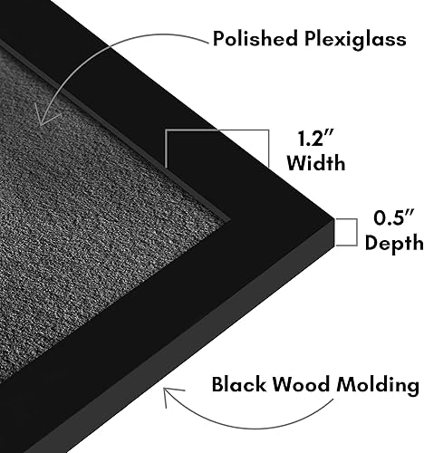Vista 196 de Americanflat - Marco para póster de 71 x 74 cm con plexiglás pulido, portarretratos negro de madera industrializada, Epic Collection, marco ancho