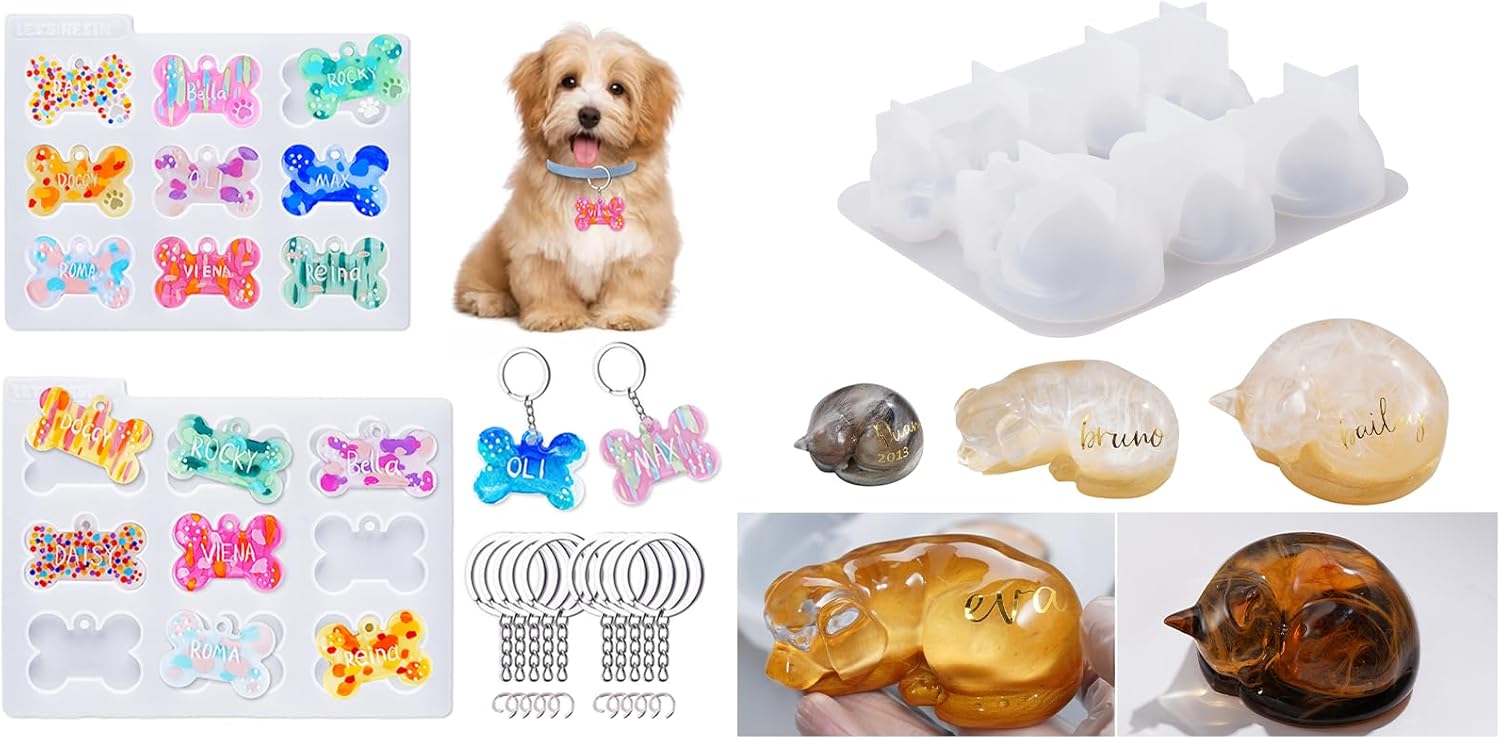 Bundle Pet Memorial Statue Mold and Pet Tag Resin Mold