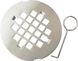 4-1/4" Snap-in Shower Drain Cover 304 Stainless Steel Round Replacement Floor Drain Cover, Drain Strainer, Lattic,with Hook(Brushed Nickel)
