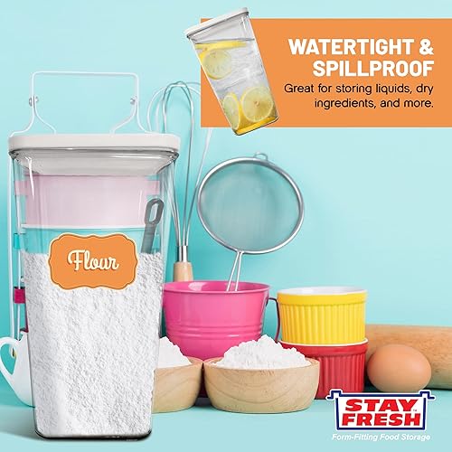 Miniatura 3 de Kitchen Discovery Recipiente de almacenamiento de plástico con tapa, recipiente hermético de almacenamiento de alimentos que conserva la frescura de