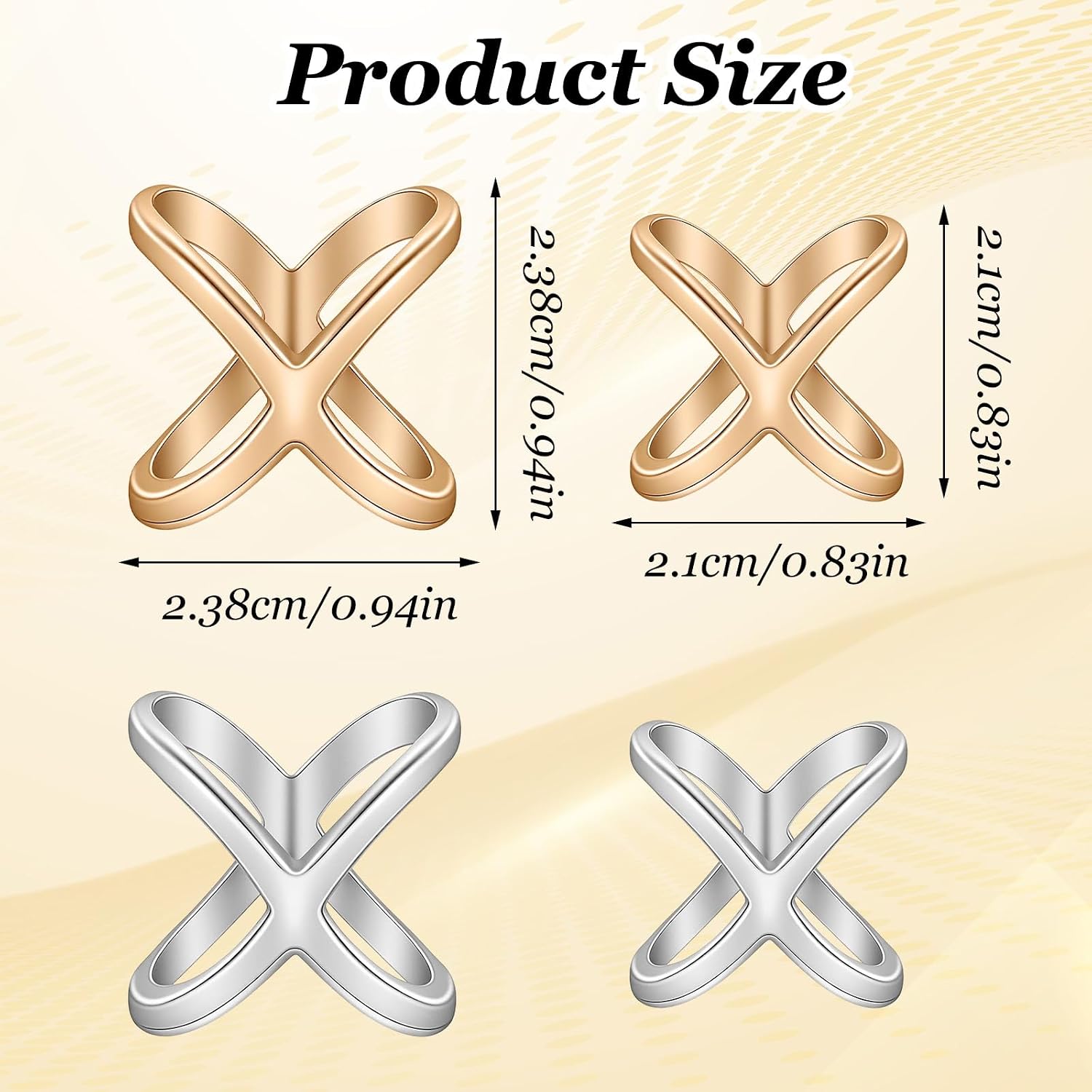 Bremorou 4Pcs Scarf Slide Ring, Gold Silver X-shaped Scarf Ring Buckles, Alloy Silk Scarves Rings Shawl Clip, Scarves Slide Buckle for Women Shawl Neckerchief, Clothing Decoration