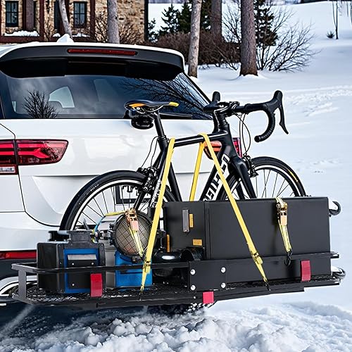 Miniatura 8 de VEVOR Transportador de carga de enganche de 60 x 20 x 6 pulgadas, capacidad de 500 libras con red de carga y bolsa de carga impermeable, cesta de