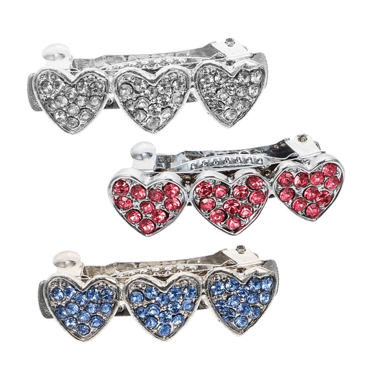 Hemoton 3Pcs Dog Hair Clips with Rhinestone Inlaid Heart Design Comfortable Pet Barrettes for Lovely Hairstyles Pet Accessories for Dogs and Puppies for Daily Wear