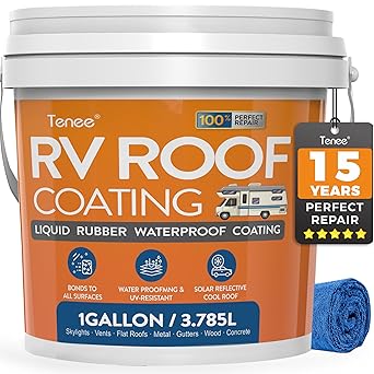 1 Gallon RV Roof Sealant, RV Roof Coating White, Professional Grade Liquid Rubber, Solar Reflective Waterproof Sealant for Leak Repair on Camper, Trailer & Motorhome Roofs Fits EPDM, TPO, Fiberglass