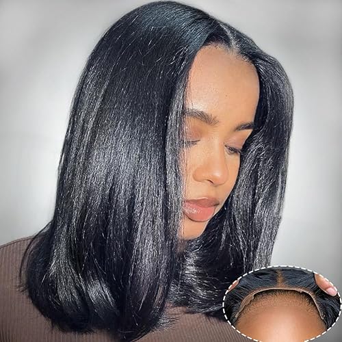 TREYONCE Wear And Go - Peluca de cabello humano sin pegamento, encaje frontal HD precortada, pelucas de cabello humano prearrancado con cierre de 4