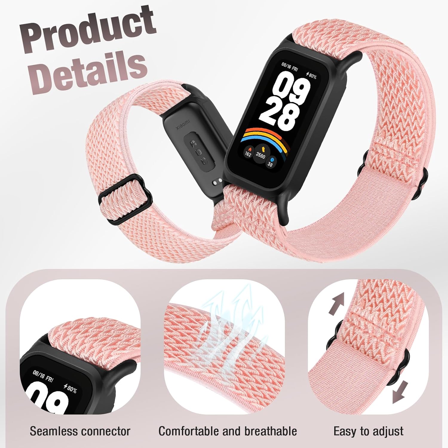 2 Pack Elastic Bands Compatible with Xiaomi Smart Watch 9 Active Women Men, Soft Nylon Replacement Sport Wriststrap for Redmi Watch 3 image 2 of 7 B0FCSGXR37