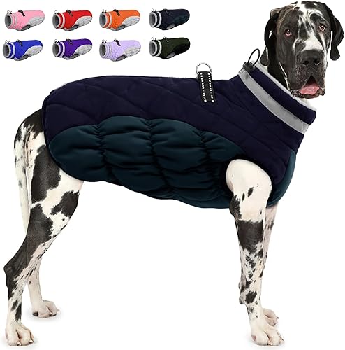 Miniatura 9 de AOFITEE Abrigo de invierno para perro, chaqueta cálida de forro polar para clima frío, chaleco deportivo reflectante con cremallera para cachorros,