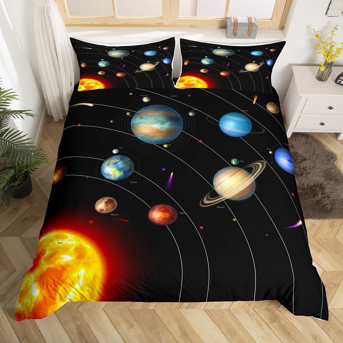 Parure de lit galaxie 140x200 cadeau idéal anniversaire enfant espace