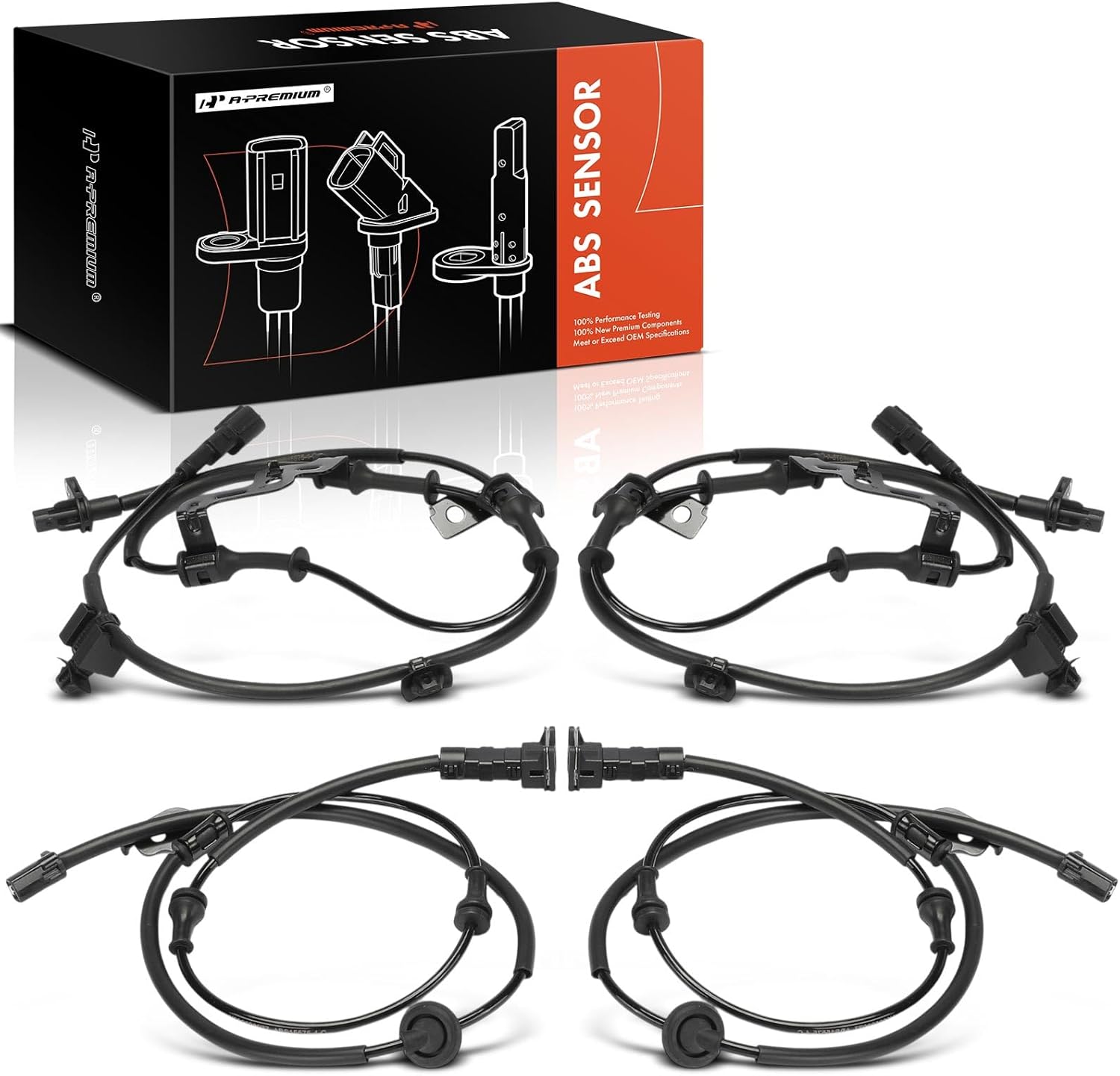 A-Premium 4PC Set ABS Wheel Speed Sensor & Wire Harness Compatible with Kia Soul 2014-2019, Soul EV 2015-2019 - Front and Rear, Driver and Passenger Side