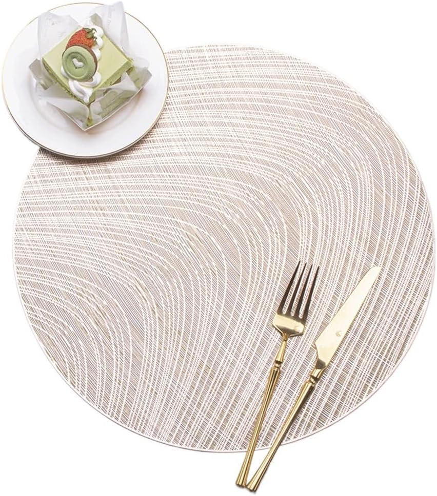 Hollow Placemat Heat Insulation Mat Non-Slip Hot Gold Round Table Mat Western Placemat(D)