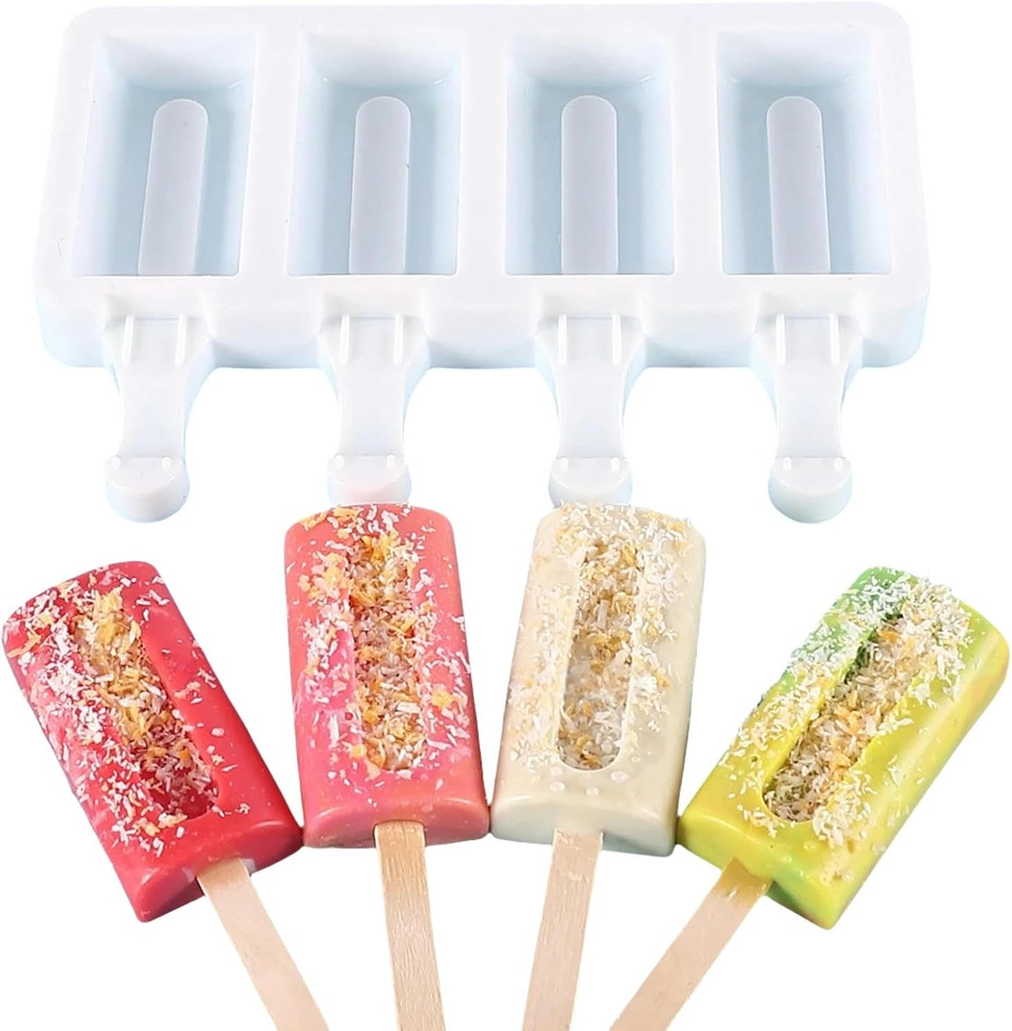 Silicone Ice Cream Mould Diy Love Oval Cartoon Popsicle Pastry Chocolate Cameo Mold Ice Cube Making-F