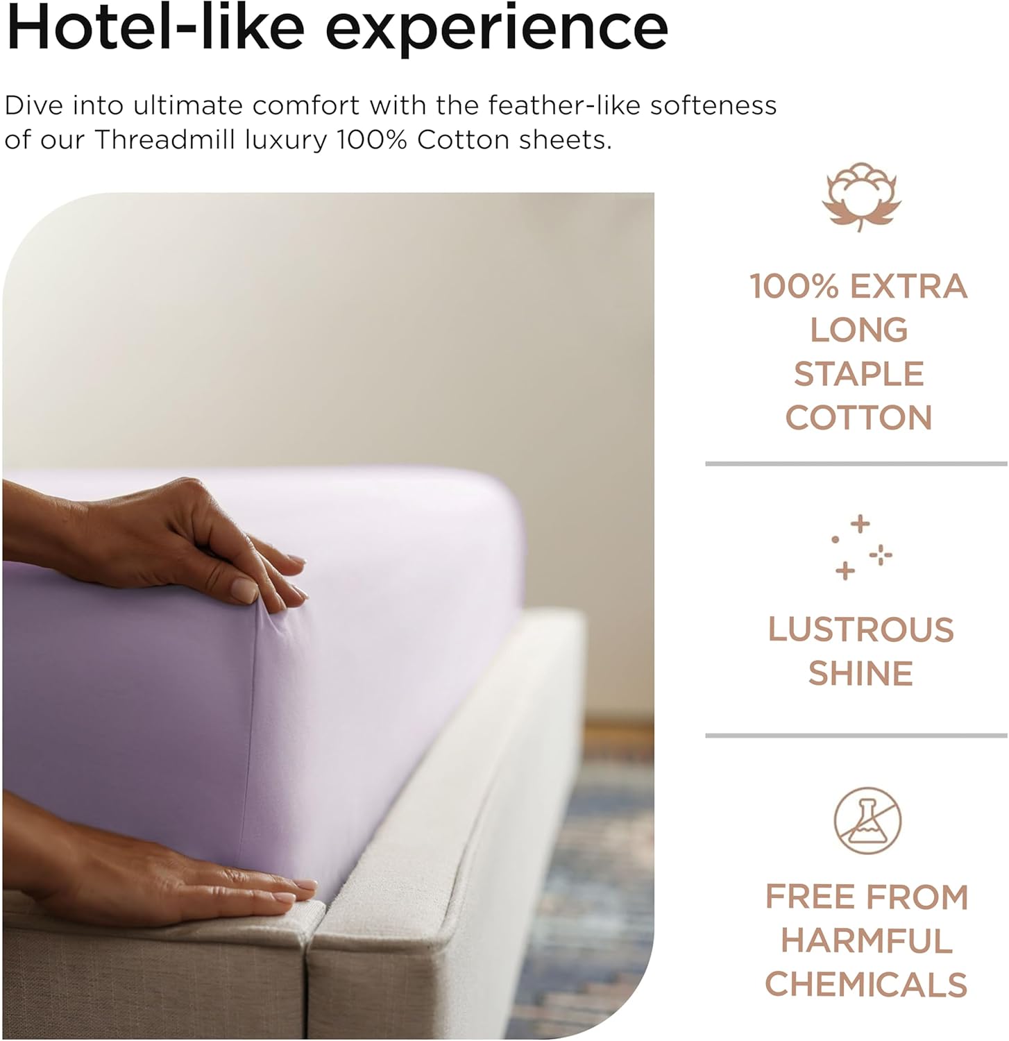 Threadmill Sheets for Twin XL Mattress | 800 Thread Count Twin XL Bed Sheets Set with 15” Deep Pocket | Sateen Weave, Better Than Egyptian Cotton, 3-Piece Bedding Set with Cooling Effect | Lilac