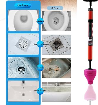 High Pressure Toilet Unblock One Shot Toilet Pipe Plunger,[Upgraded] High Pressure Toilet Unblock a Shot for Sink Bathroom Kitchen Bathtub (2Pcs)