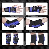 Vista 5 de Haomaomao Rodilleras para adultos y niños, coderas, muñequeras, equipo de protección para patinaje, patinaje en línea, ciclismo, BMX, bicicleta