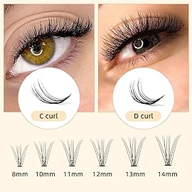 QUEWEL Lash Clusters 240Pcs Cluster Lashes 10D 0.10C Curl 12mm Individual Lashes Soft&Comfortable DIY Eyelash Extension at Home(10D 0.10C 12)