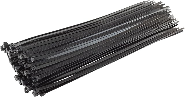 Gocableties Black Cable Ties Heavy Duty, 450mm x 9.0mm, Pack of 100, Long Nylon Zip Ties, Plastic Tie Wraps, Secure Self-Locking Mechanism, for Home, Garden, Office and DIY