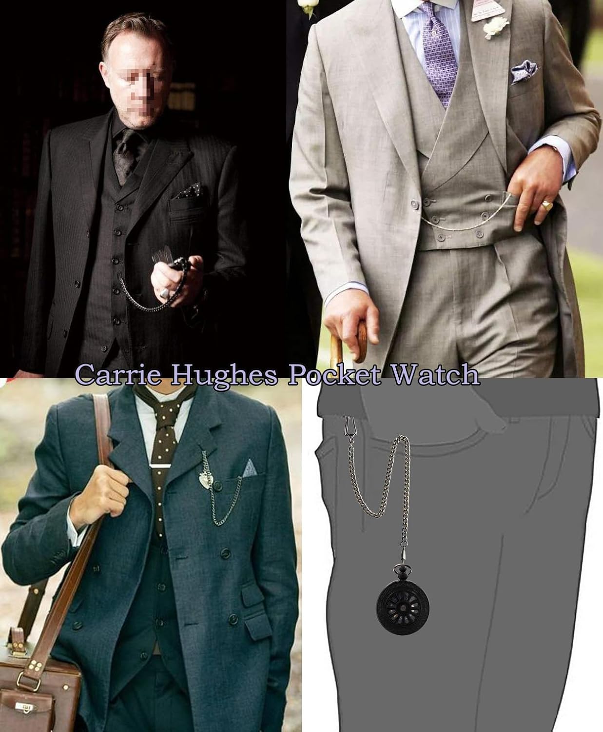 Carrie Hughes Mens Mechanical Pocket Watch Age of Navigation Steampunk Skeleton Rudder with Chain and Box WPK17B