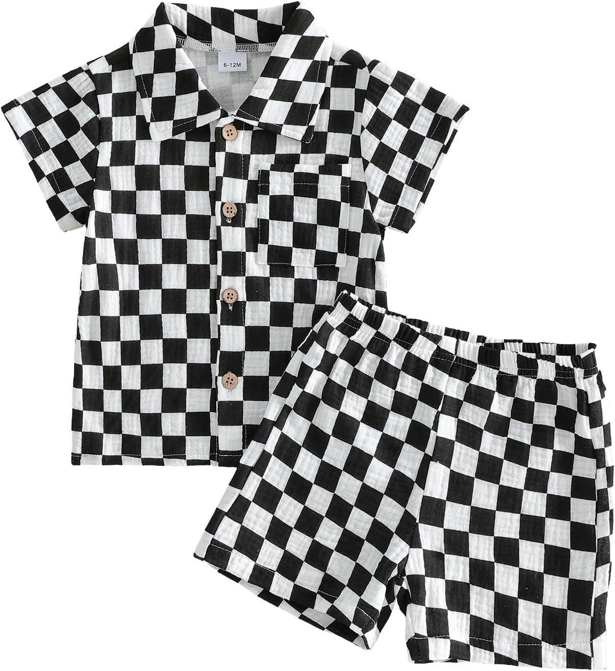 Baby Boy Summer Outfit Checkered Plaid Short Sleeve Button Down Shirt Top Shorts Set Toddler Checkerboard Outfit