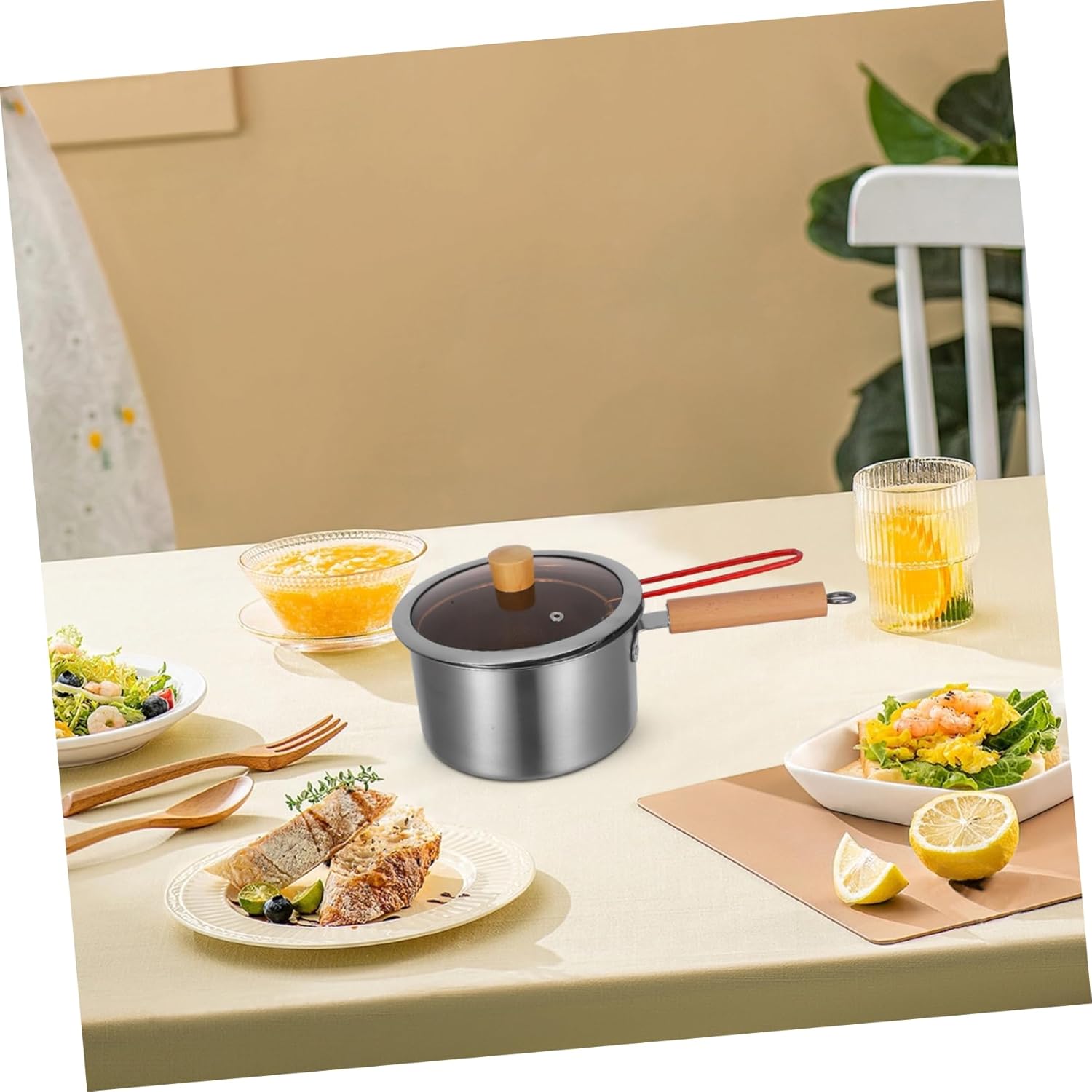 Alipis 1Set Stainless Steel Frying Pot with Fry Basket Deep Fryer Kitchen Essential for Ergonomic Handle Versatile for Soup Porridge and Frying Needs