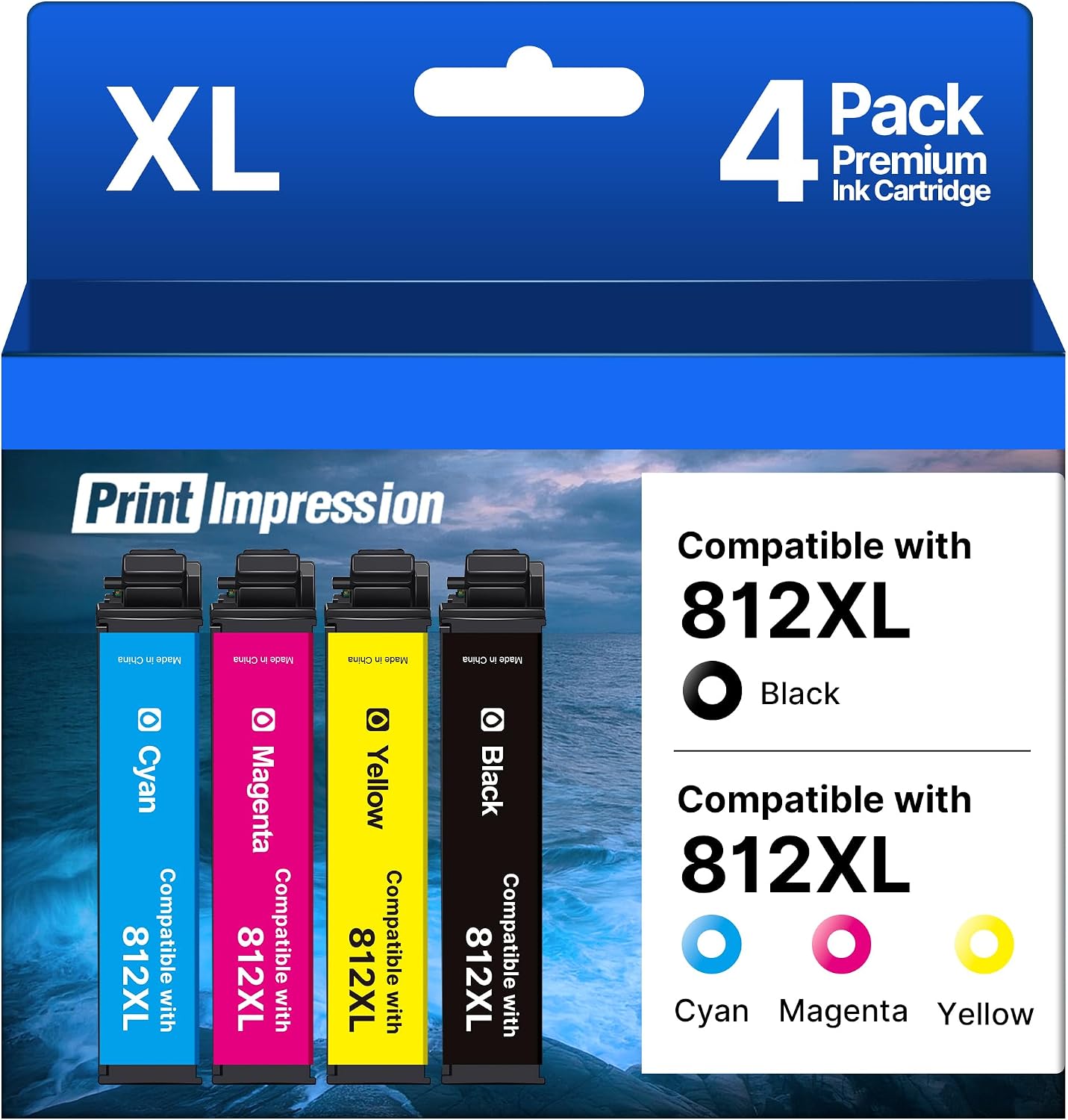 Remanufactured Replacement for Epson 812XL Ink Cartridges Combo Pack