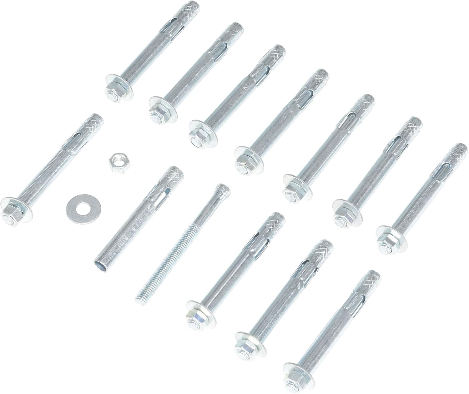 Vestil AS-124-12PK Steel Concrete Sleeve Anchor Bolts 12 Pack 1/2 in. x 4 in. Silver