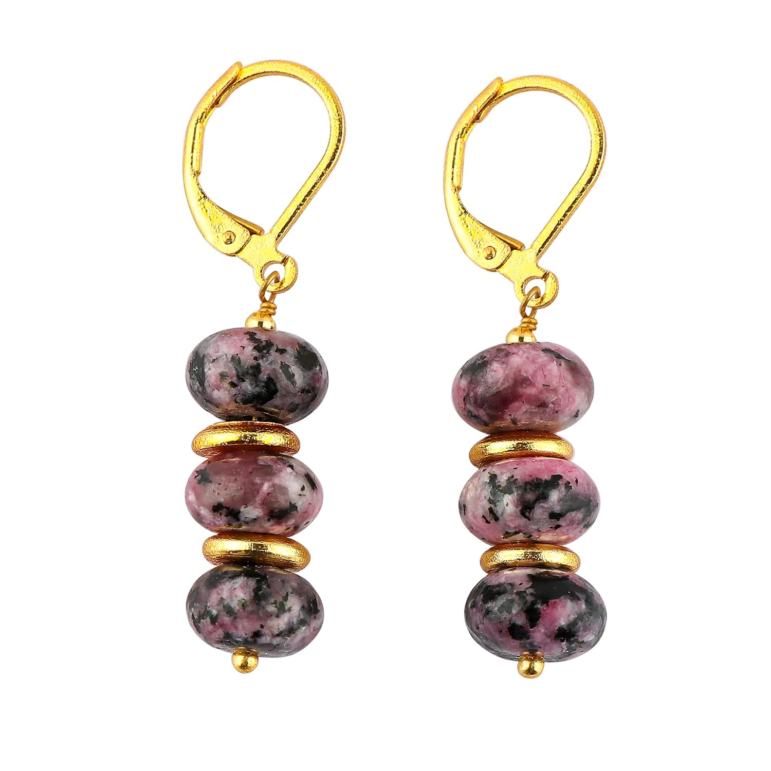 Natural Gemstone Earrings for Women, Yoga Jewelry Meditation Earring, Crystals Earring, Rondelle Beads, Energy Healing Crystals, Gift for Her |Gemstone Jewelry