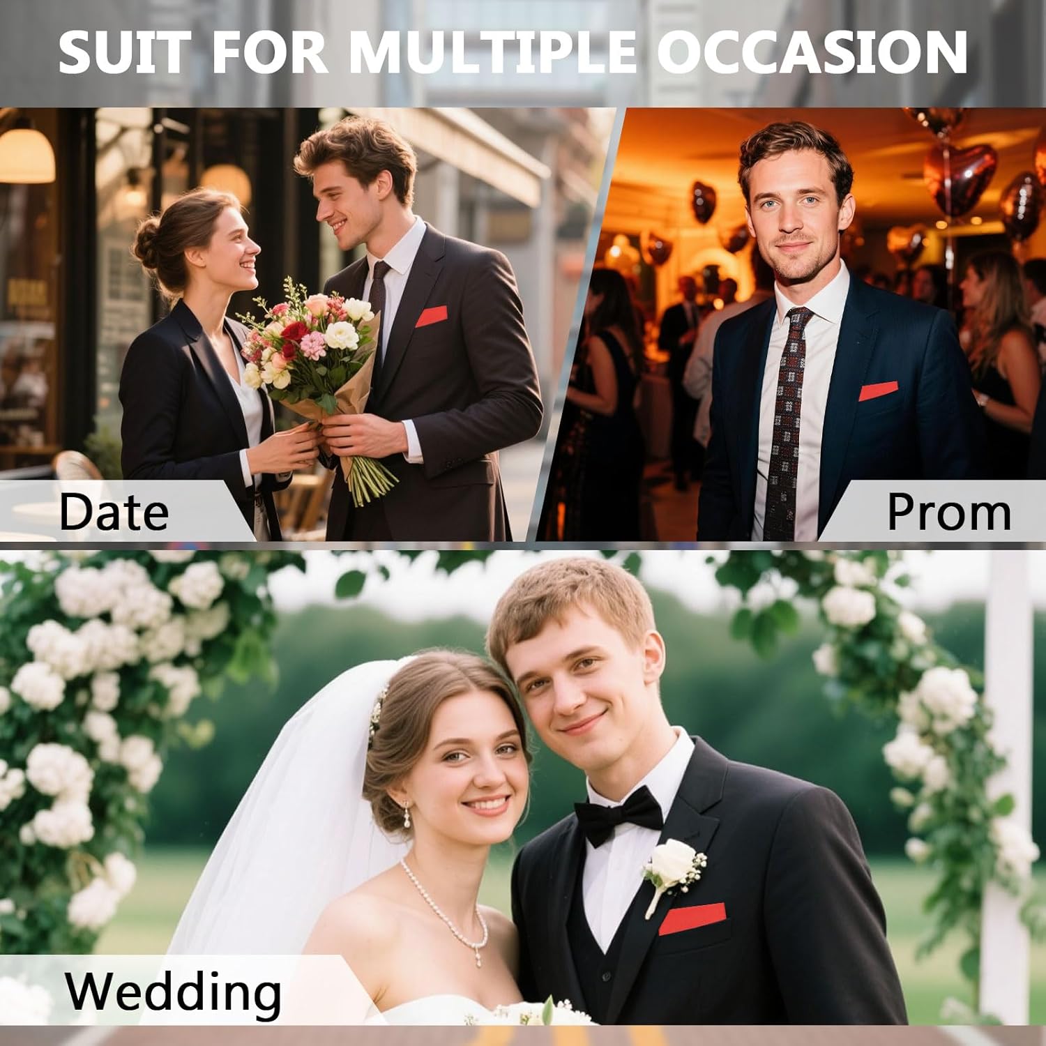 Prefolded Pocket Squares for Men, Solid Color Mens Handkerchiefs on Card for Wedding Party Business Tuxedo Shirt - Image 7