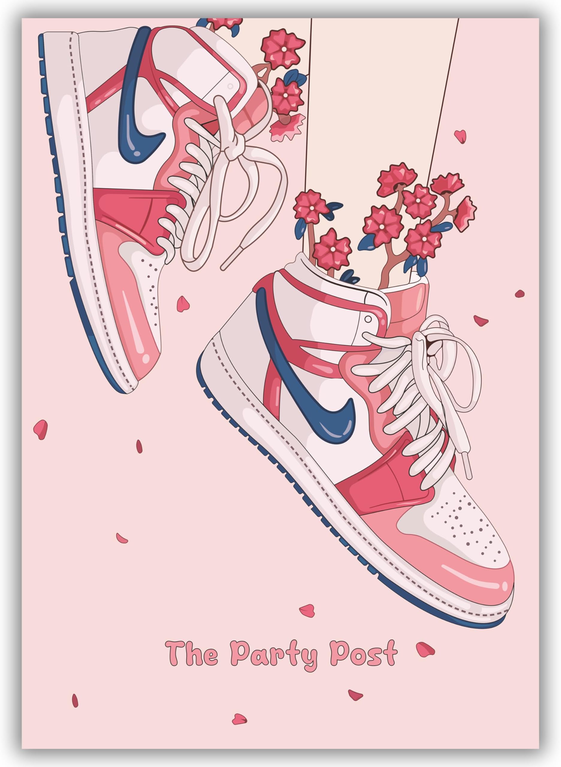 Hypebeast Pink Sneaker Poster - Aesthetic AJ Wall Room Decor For Girl Bedroom. Cool Dorm Art Decoration for Boys & Girls. Cute Jordan Shoe Collage Print. Air Gym Shoebox Collection A3 Sign